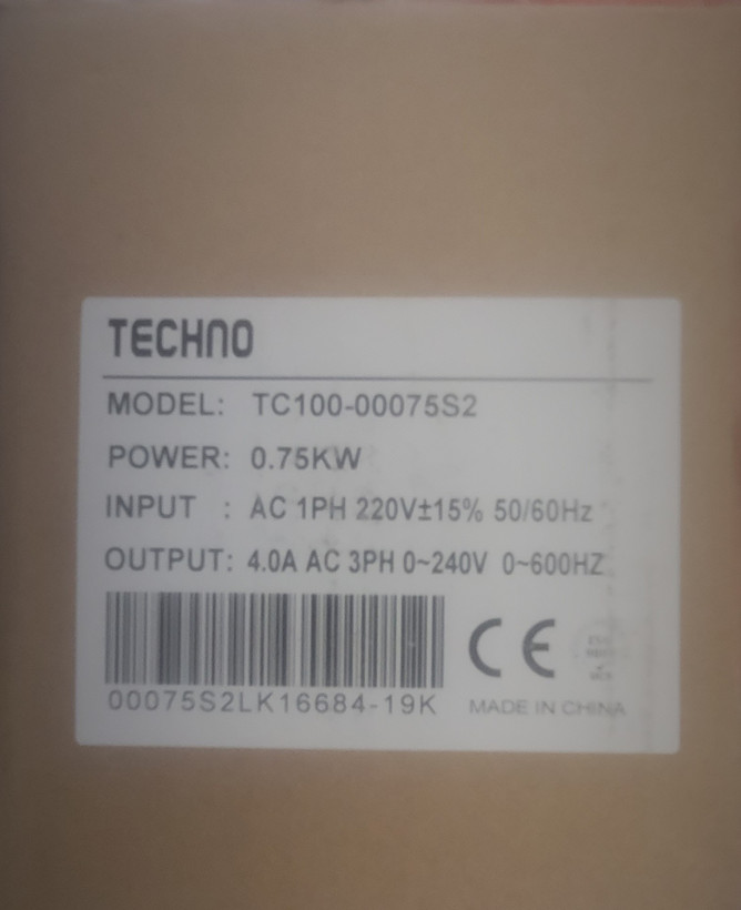 اینورتر ۰.۷۵ کیلووات تکنو TECHNO مدل TC100-00075S2